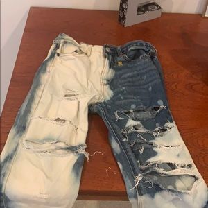 American Eagle hand - bleached and ripped jeans